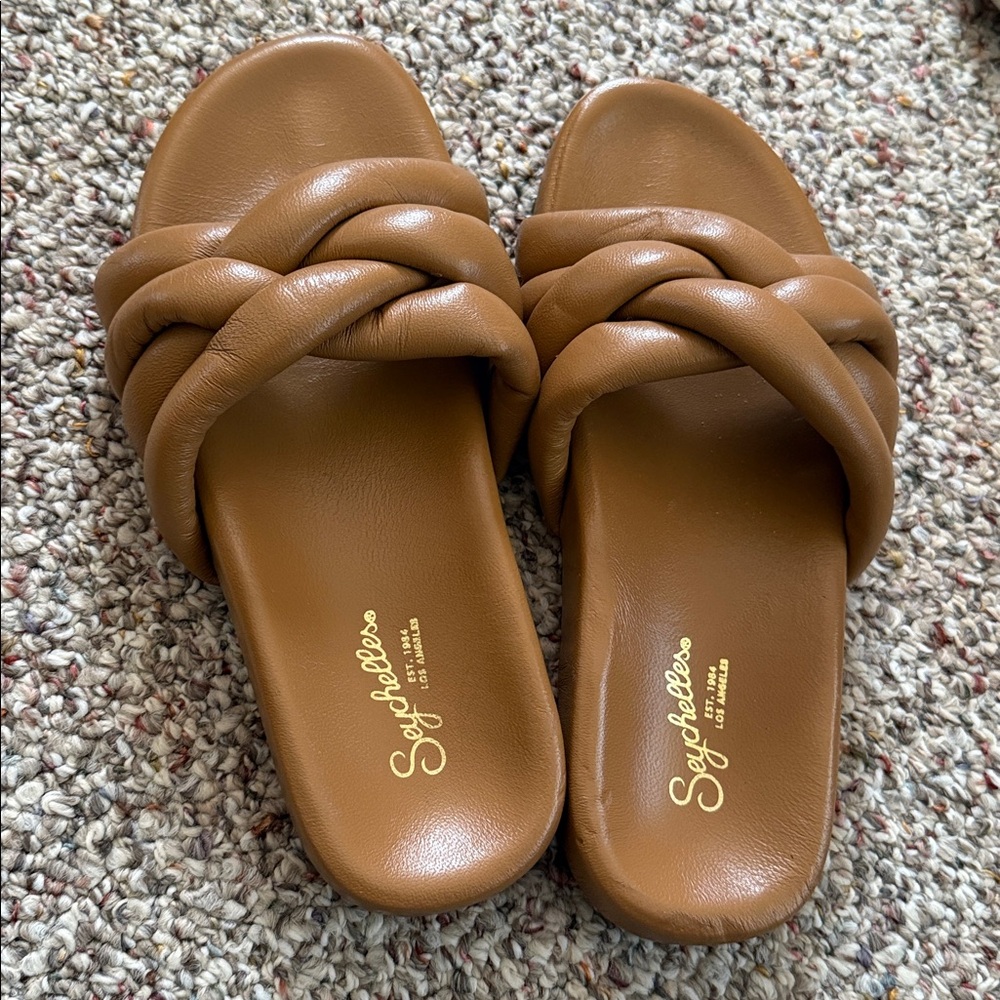 Seychelles Tan Braided Slide Sandals